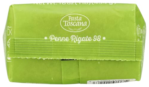 Pasta Toscana Organic Penne Rigate 1 lbs 2/Pack Imported from Italy Made with Wheat from Toscany
