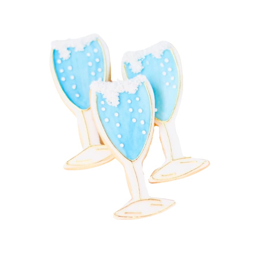 ½ Dz. Champagne Glass Cookies! Hand Painted Pink Elegance with a Stem of Bubbly! Hostess or Bridal Gift!