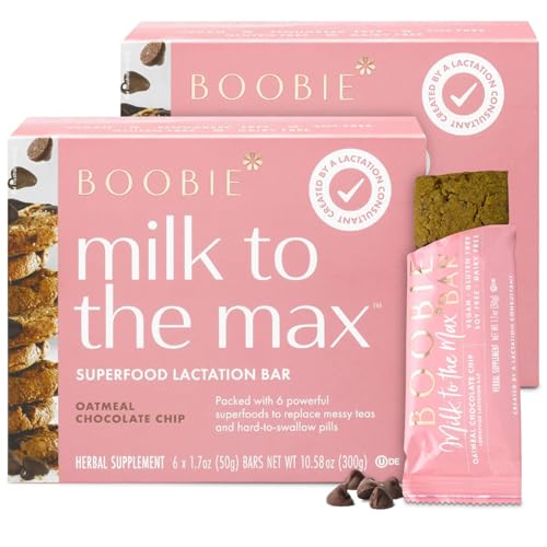 Boobie Superfood Oatmeal Chocolate Chip Cookie Lactation Bar for Breastfeeding Moms to Increase Milk Supply | #1 Selling Lactation Snack Bars | Vegan