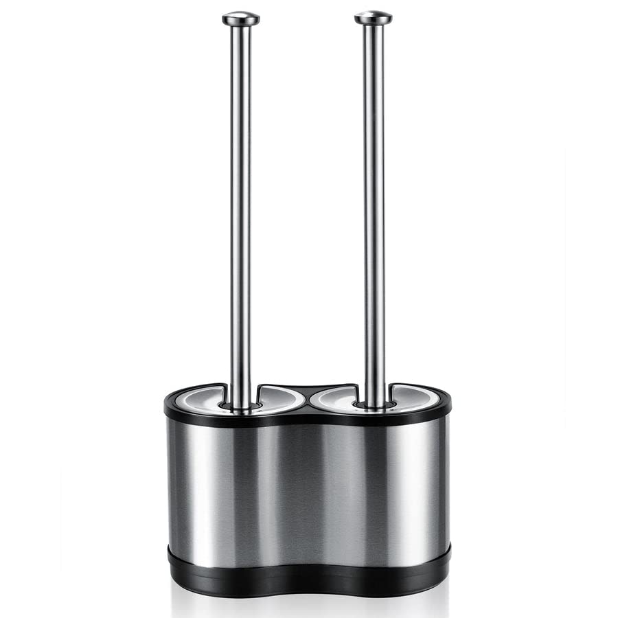 ToiletTree Products Modern Deluxe Freestanding Toilet Brush and Plunger Combo - 5.5" x 9.5" x 18.5" (2 Pack)
