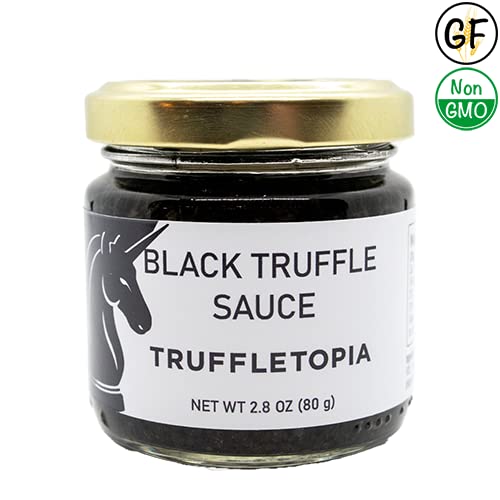 Truffletopia | Black and White Truffle Sauce w/Real Italian Truffles | Gourmet Pasta or Pizza Sauce | Use for Cooking | Gluten Free, Non-GMO | Gift