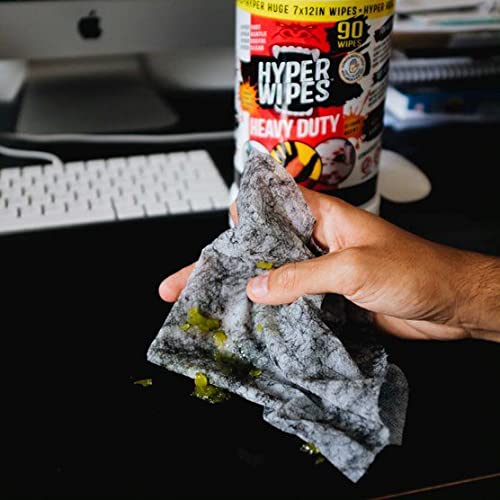 Hyper Wipes, 6 Pack Heavy Duty Hand & Tool Cleaning Wipes, 8"x12" Size Multi-Surface Cleaning Wipes, Degreasing, All Purpose Cleaner, Bathroom