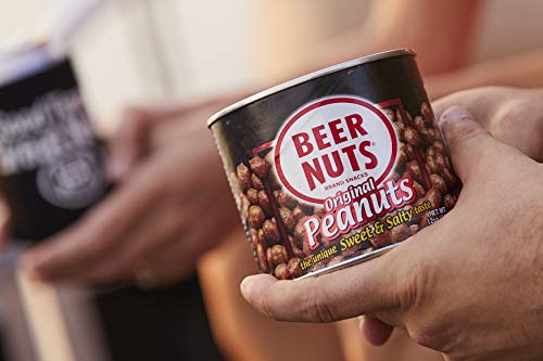 BEER NUTS Original Peanuts - Travel Size Sweet & Salty Bar Nuts - Gluten Free, Kosher, Low Sodium Peanut Snacks Made In The USA - 12oz Resealable Can