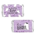 Distinctivs Purple A Little Boo is Almost Due Girl Baby Shower Favors Wrappers for Halloween Baby Shower, 42 Count