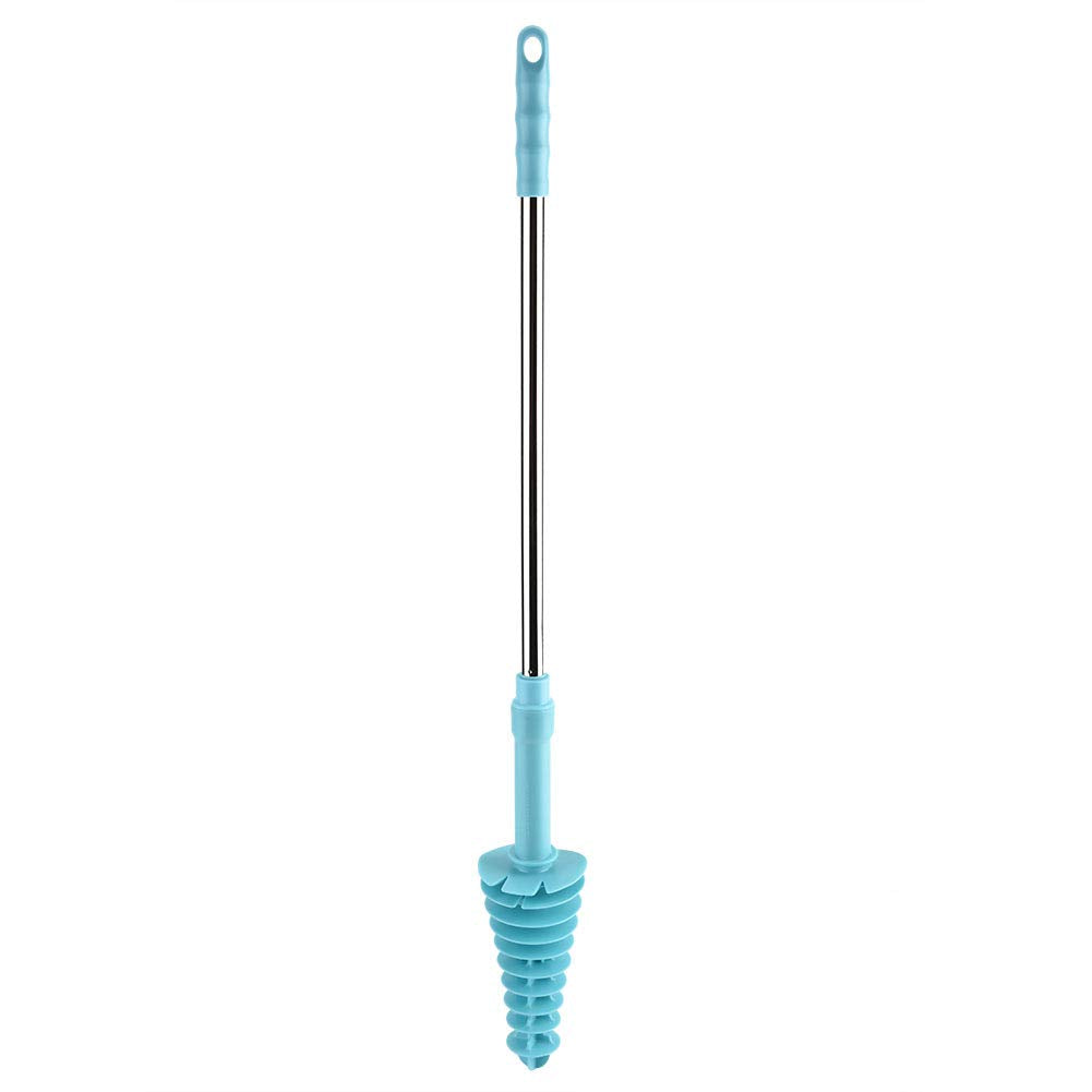 Flexible Toilet Plunger and Clog Remover for Siphon Toilets, Heavy Duty Bathroom Plunger with ABS Handle, Stainless Steel Pipe, TPR Elastic Head