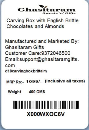 Ghasitaram Gifts Diwali Gifts Diwali Chocolate - Carving Box with English Brittle Chocolates and Almonds