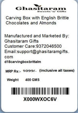 Ghasitaram Gifts Diwali Gifts Diwali Chocolate - Carving Box with English Brittle Chocolates and Almonds