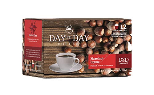 Day To Day 12-Count Hazelnut Creme, Light Roast Single Serve Coffee Pods for K-Cup Keurig Brewers