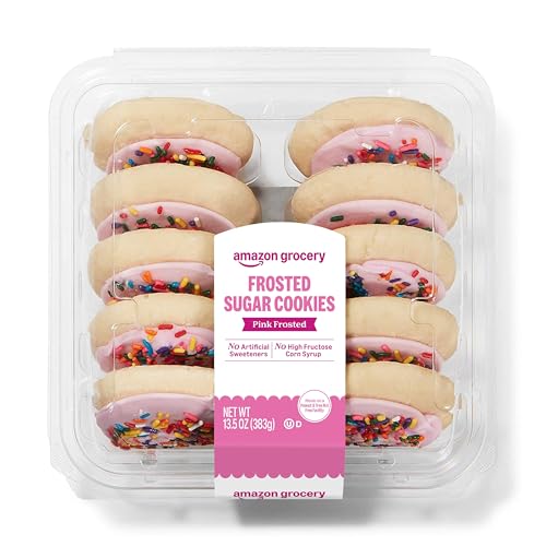 Amazon Grocery, Pink Frosted Sugar Cookies, 13.5 oz, 10 ct, Frozen (Previously Amazon Fresh, Packaging May Vary)