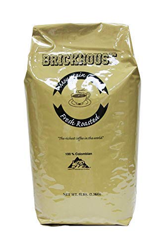 Brickhouse Coffee, 100% Colombian Whole Bean Medium Roast, 5lb bag (1 bag) 1 each