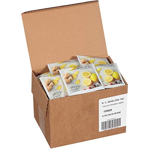 Bigelow Tea Steep Cafe Organic Herbal Tea, Lemon Ginger, 50 Bags/carton