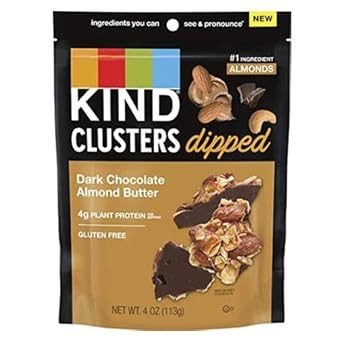 KIND Dipped Clusters, Dark Chocolate Almond Butter, 4g Protein, Snack Mix, 4 OZ