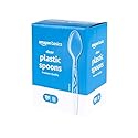 Amazon Basics Disposable Clear Plastic Spoons, Premium Quality, BPA Free, Strong, 100 Count