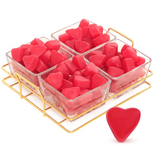 Fathers Day Glass Tray with Cherry Jelly Hearts, 4 Section Glass Tray with 16oz of Fathers Day Gummies, Ideal Gummy Hearts for Party Favors, Office