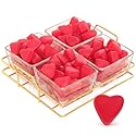 Fathers Day Glass Tray with Cherry Jelly Hearts, 4 Section Glass Tray with 16oz of Fathers Day Gummies, Ideal Gummy Hearts for Party Favors, Office