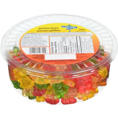 Carnaby Sweet Gummy Bears, 500g/17.5 oz, Tub (Imported from Canada)
