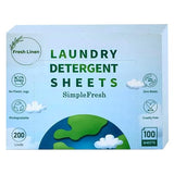 Simple Fresh Laundry sheets pack of 100, Fresh Scent - Laundry Detergent Sheets, Eco-Friendly, Plant-Based, Hypoallergenic, No Plastic Jug (200 Loads