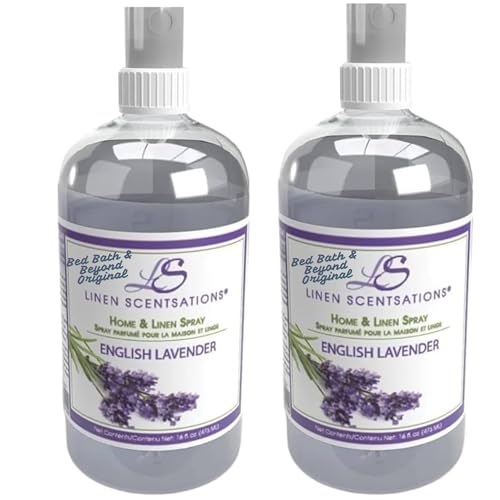 Linen Scentsations Fabric and Linen Spray 2 Pack, English Lavender, 16oz x2 (32oz Total) - Odor Eliminator & Freshener for Bedding, Clothes, Room