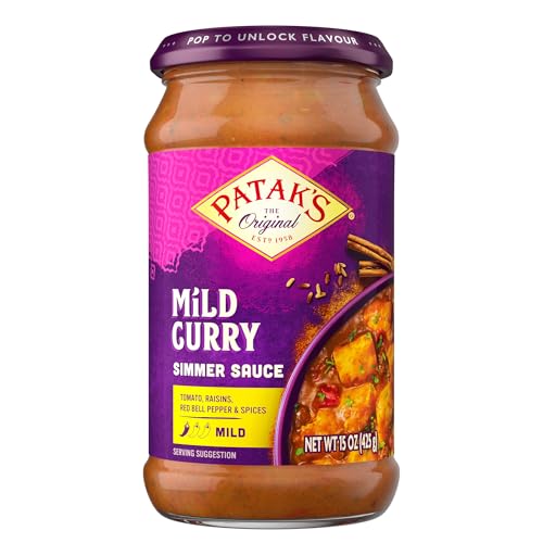 Patak’s Mild Curry Simmer Sauce - Coconut-Based Curry Sauce with Red Bell Peppers & Spices - Gluten-Free & Vegan Indian Mild Sauce - Perfect for Quick