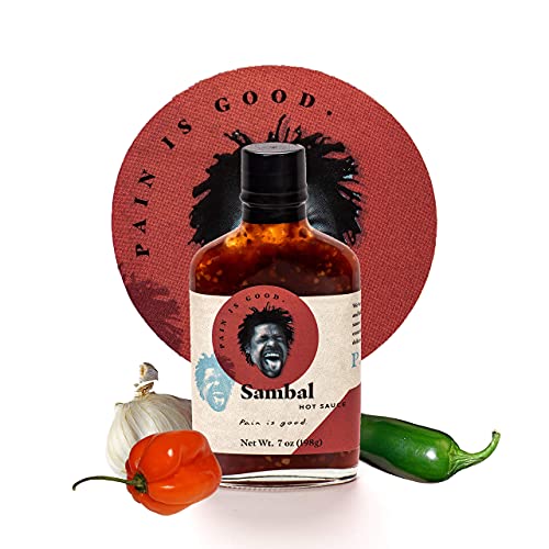 Pain is Good - Habanero Sambal Hot Sauce - 7oz Bottle - Made in USA - All Natural Ingredients, Non-GMO, Gluten-Free, Sugar-Free, Vegetarian, Keto