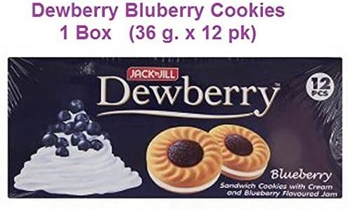Dewberry Sandwich Cookie With Cream and Blueberry Flavor Jam 36 g.(Pack of 12) // By Benjawan Shop