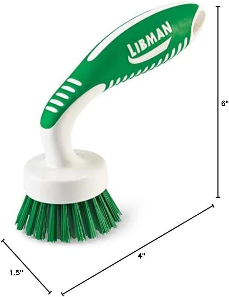 Libman Curved Kitchen Brush, Cleaning Scrub Brushes, Ergonomic Dish Scrubber Cleaner 3 PK