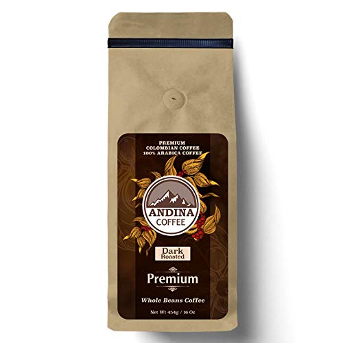 Andina Distributors 1lb - Colombian Dark Premium Roast - Whole Bean Coffee - Low Acidity