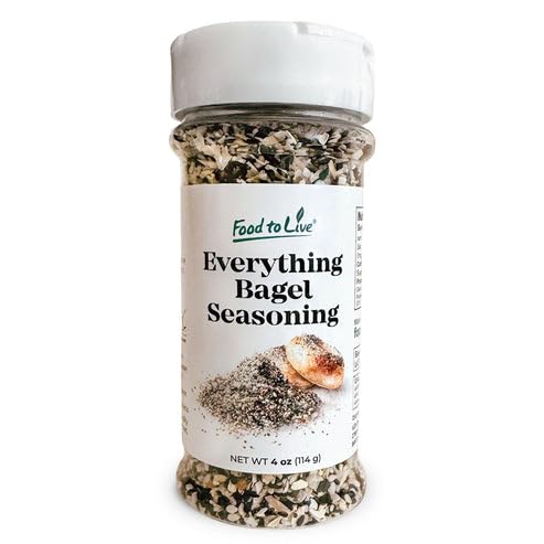 Food to Live Everything Bagel Seasoning, 4 oz - Blend of White and Black Sesame Seeds, Minced Garlic, Onion and Himalayan Pink Salt Flakes. Great as