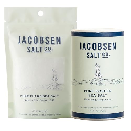Jacobsen Salt Co. Sea Salt Variety Pack - Coarse, Non-Iodized Made in USA, Non-GMO, Steak Seasoning, Gourmet, Real Salt Flakes - Pure Kosher & Flake