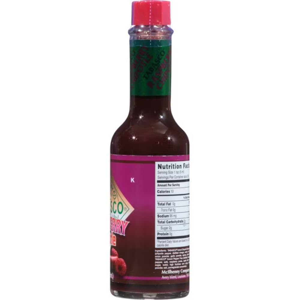 TABASCO Brand Raspberry Chipotle Pepper Sauce, Sweet & Smoky Hot Sauce, Glass Bottle, Vibrant & Fruity Raspberry Hot Sauce, Great for Preparing Fish
