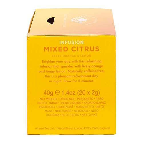 Ahmad Tea Herbal Tea, Mixed Citrus Teabags, 20 ct (Pack of 1) - Decaffeinated & Sugar-Free