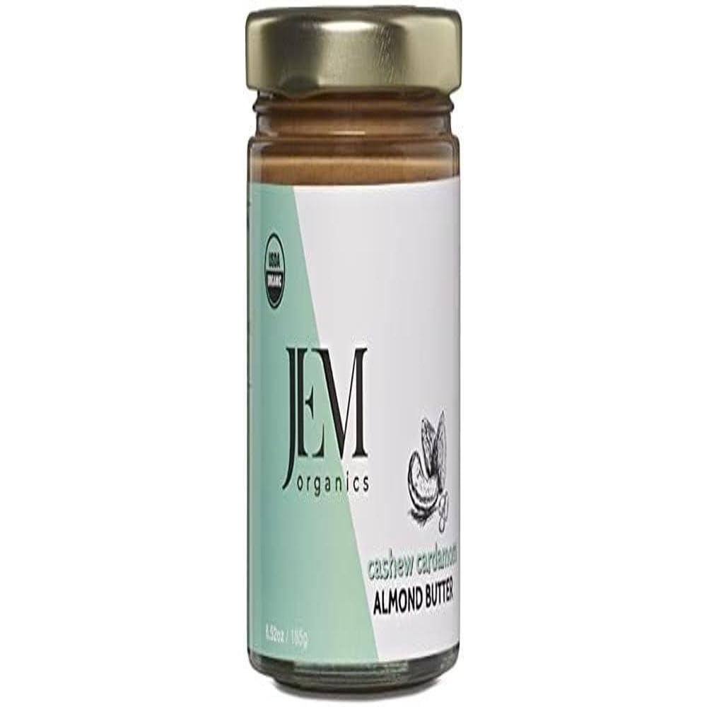 JEM Organics Cashew Cardamom Almond Nut Butter, Organic, All Natural, Gluten-Free, Vegan, Paleo, Keto Snack, 6 oz Jar, Single Pack