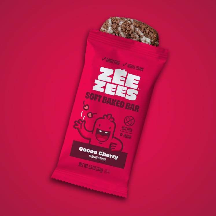 Zee Zees Cocoa Cherry Soft Baked Snack Bars, 1.3 oz, 30 pack, Nut Free, Whole Grain, Safe for School, On-The-Go, Kosher, Allergy Friendly
