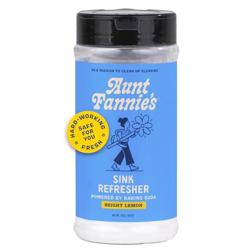 Aunt Fannie's Sink Refresher, Bright Lemon Powder Scrub and Odor Minimizer for Sinks, Drains and Garbage Disposals, 16 Ounces (Pack of 1)