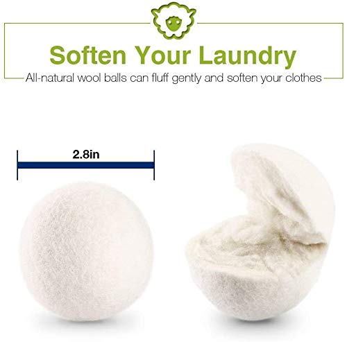 Wool Dryer Balls, Made from Premium Reusable New Zealand Wool, Fabric Softener, Reduce Wrinkles & Static Electricity, Shorten Drying Time Naturally