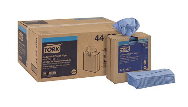 Tork Industrial Paper Wiper Blue W24, Pop-up Box, 10 x 90 Sheets, 440245A