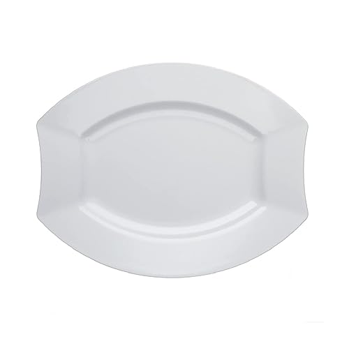 Party Essentials Party Supplies Fancy Plastic Dinnerware For Wedding/Birthday/All Occasions, 6" x 5", Dessert/Appetizer Plates, 20-Count, White Oval
