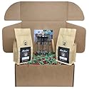 Gift Set for men and women with 2 Pack Organic Bourbon Barrel Aged Whole Beans Roasted Coffee + 1 French Press.