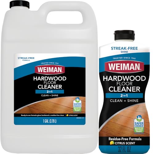 Weiman Hardwood Floor Cleaner Gallon and Refillable Squeeze Bottle - Finished Wood Surfaces