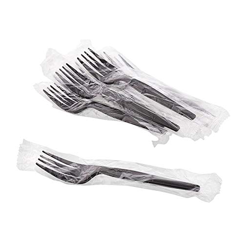 Individuanlly Wrapped Heavy Weight Plastic Fork (Black, 100) (FORK, 1000, BLACK)