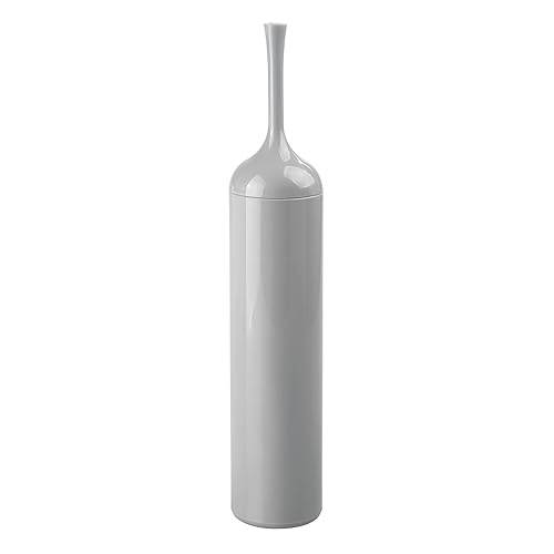mDesign Extra Slim Compact Plastic Freestanding Toilet Bowl Brush and Holder for Bathroom Storage and Organization - Sturdy, Deep Cleaning, Covered