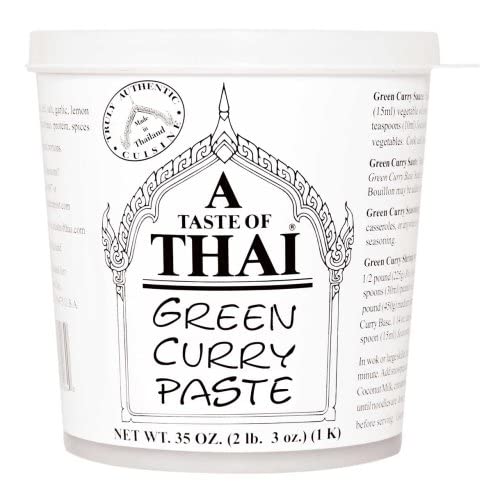 A Taste of Thai Green Curry Paste - Authentic & Natural Ready-to-Use Thai Curry Paste - Vegan, Gluten?Free & Non?GMO - Spicy, Fresh Flavor