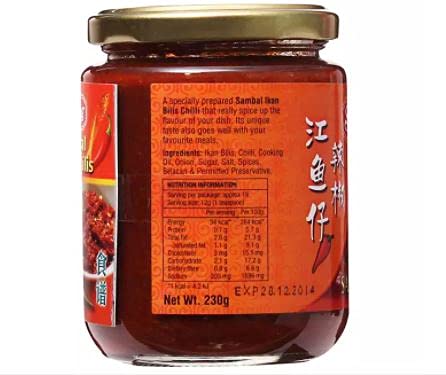 Singlong Sambal Ikan Bilis 230g - A unique and flavourful sauce, use it to add a rich and authentic taste to all your favorite dishes