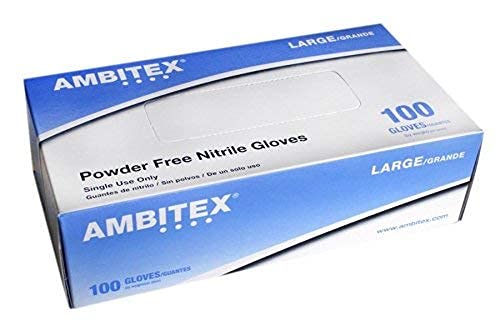 Tradex International Powder-Free Nitrile General Purpose Gloves, X-Large, Blue, Box of 100