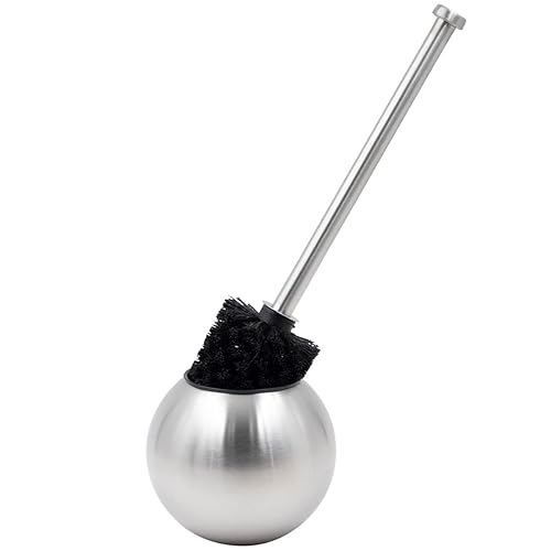 Eviva Elegant Round Toilet Bowl Brush and Holder - Metal Toilet Brushes for Bathroom with Holder - Modern Toilet Bowl Cleaner Brush Accent Piece