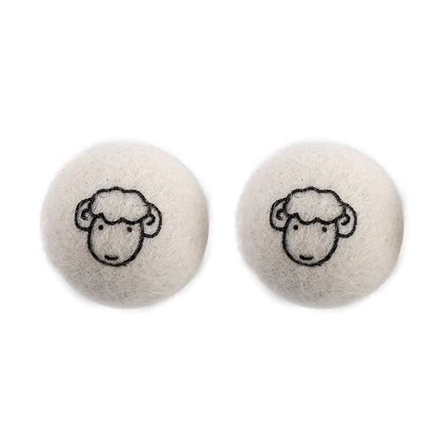 Wool Dryer Balls, Reusable Laundry Balls Softener Washing Fleece Dry Kit Anti-Static Reduce Wrinkles and Save Time Drying Ball(2 pcs-with Pattern)