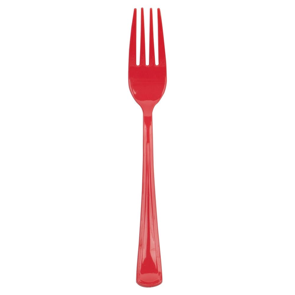 JAM PAPER Premium Utensils Party Pack - Plastic Forks - Red - 48 Disposable Forks/Pack