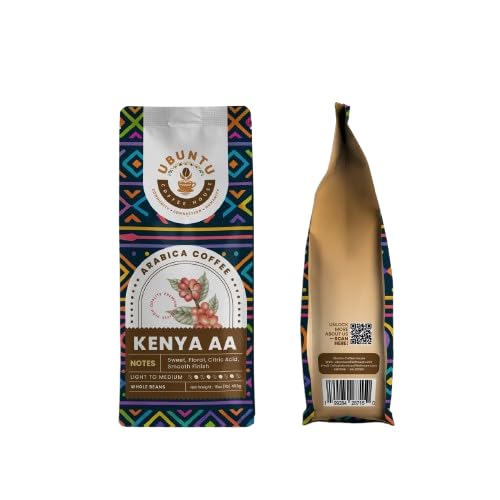Premium Kenya AA - 100% Single-Origin Arabica Whole Roasted Coffee Beans - Light/Medium Roast - Ethically Sourced from Smallholder (women) Farmers in