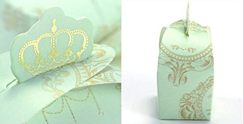 Krismile 50Pcs Royal crown design sweet candy Chocolate cookies box, Wedding Favor gift boxes for cakes Party decor (Green)