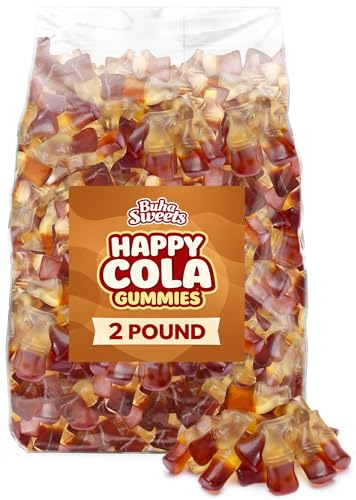Happy Cola Gummy Candy 2 Pound Bag - Bulk Chewy Cola-Flavored Gummy Bottles Candies for Parties, Candy Buffets, Snacks, and Treats